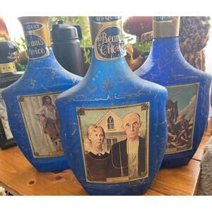 Lot 3 Vintage Jim Beam Decanters American Gothic Indian Maiden Kentuckian Bar